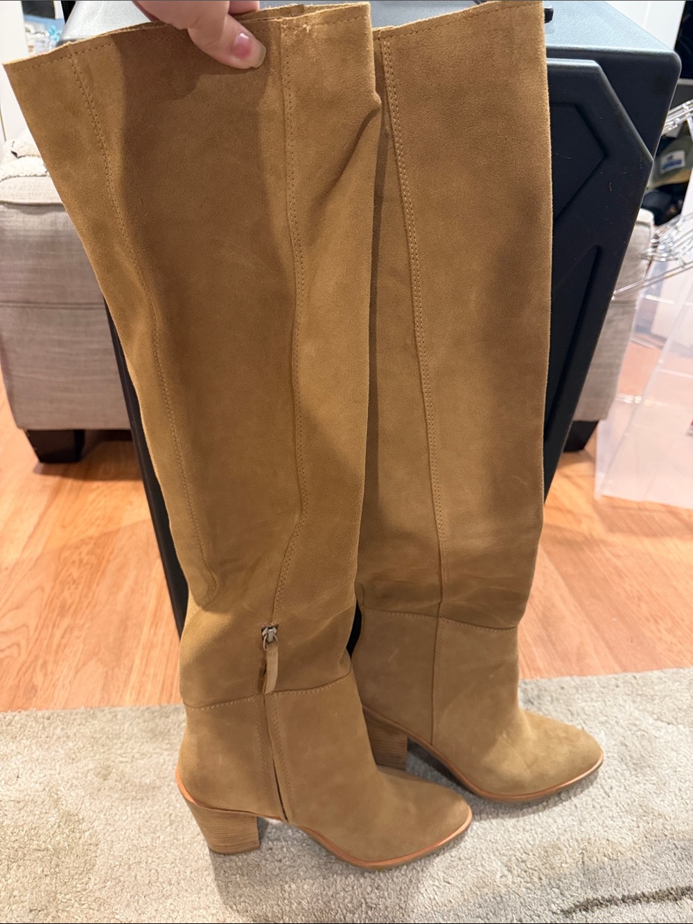 Over-the-Knee Suede Boots in Camel